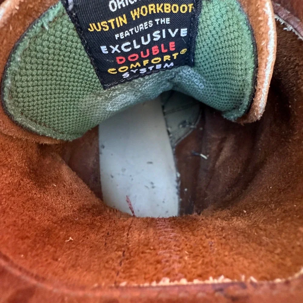 Justin Work Boots Mens Size 9.5 EE Conductor 760 Double Comfort Slip Resist USA‎